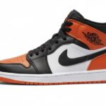 Nike Air Jordan 1 Mid in the Starfish/White/Black colorway