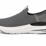Skechers Max Cushioning Hyper Burst slip-in sneakers in gray.