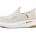 Skechers Max Cushioning Slip-Ins in a beige or light grey color.
