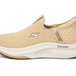 Skechers Slip-Ins Propulsion Max Cushioning shoes in a khaki or cream color
