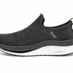 Skechers Hyper Burst Pro slip-in walking shoes in black.