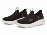 Skechers slip-in walking shoes in black with a white midsole. - Image 3