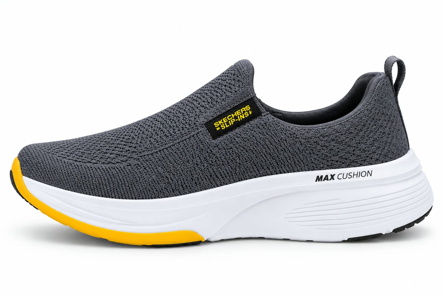 WhatsApp Image 2026-09-15 at 2.06.04 PM (1) Skechers Max Cushioning Slip-Ins – Charcoal Grey & Yellow - Image 1